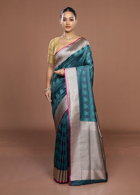 Green Katan Silk Saree With Blouse Piece