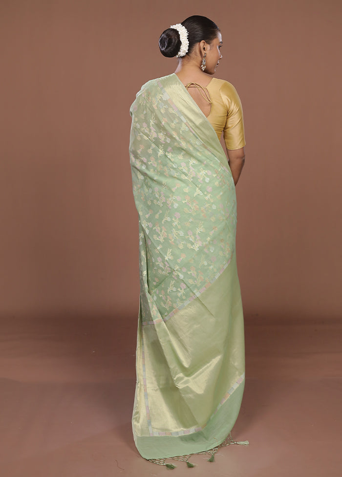 Green Kora Silk Saree With Blouse Piece