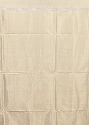 Cream Kora Silk Saree With Blouse Piece