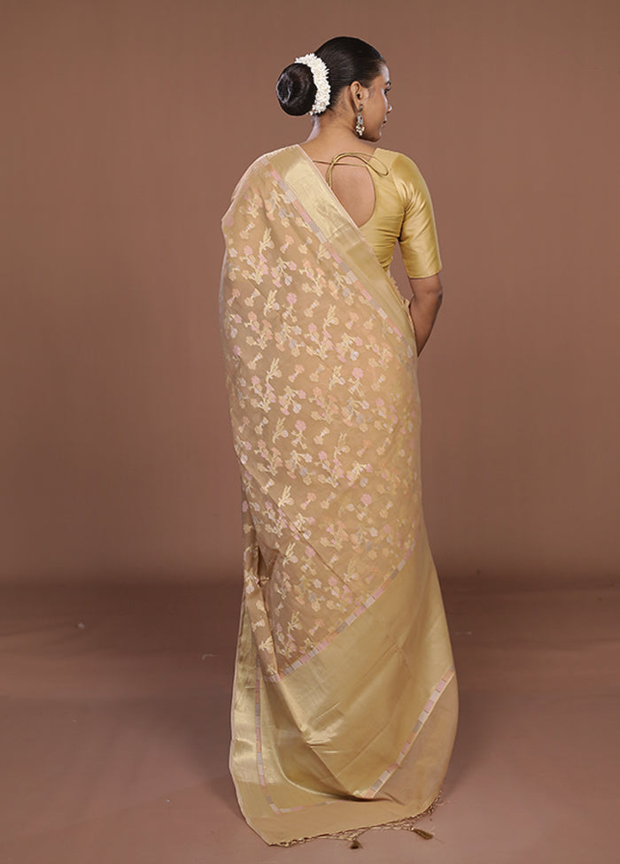 Cream Kora Silk Saree With Blouse Piece