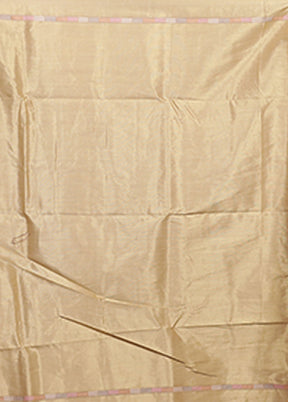 Cream Kora Silk Saree With Blouse Piece