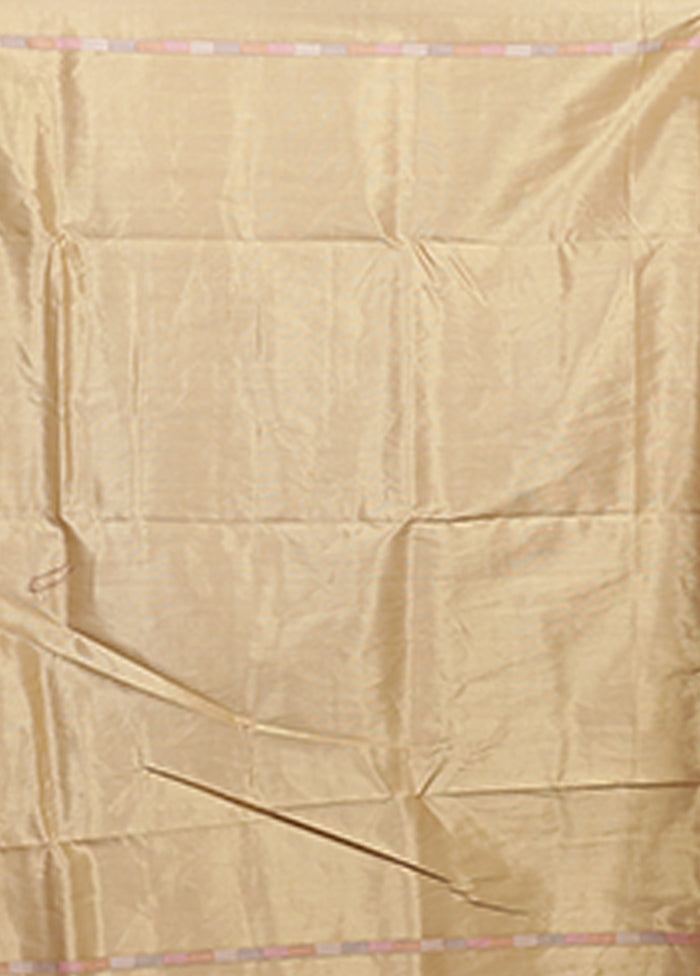 Cream Kora Silk Saree With Blouse Piece