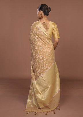 Cream Kora Silk Saree With Blouse Piece
