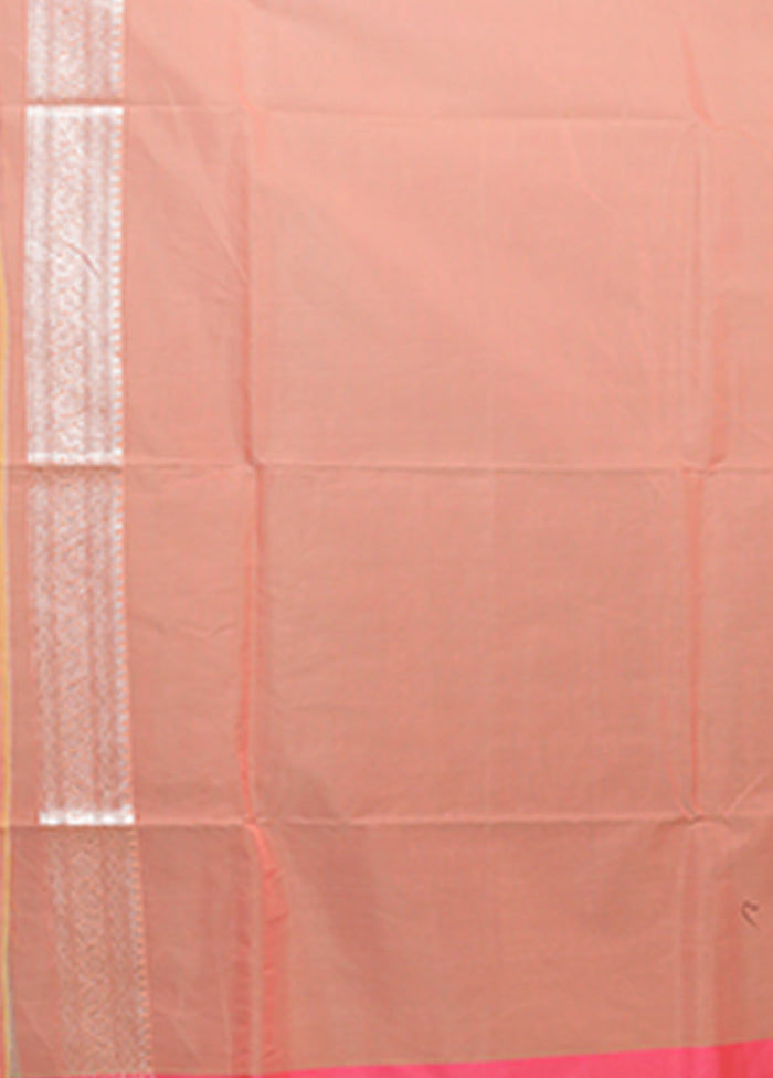 Orange Kora Silk Saree With Blouse Piece