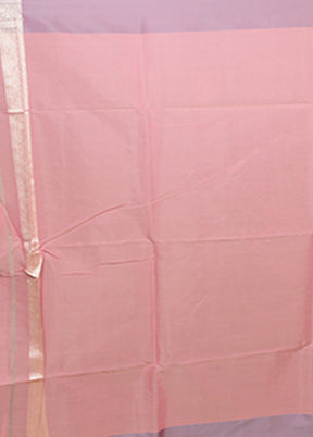 Pink Kora Silk Saree With Blouse Piece