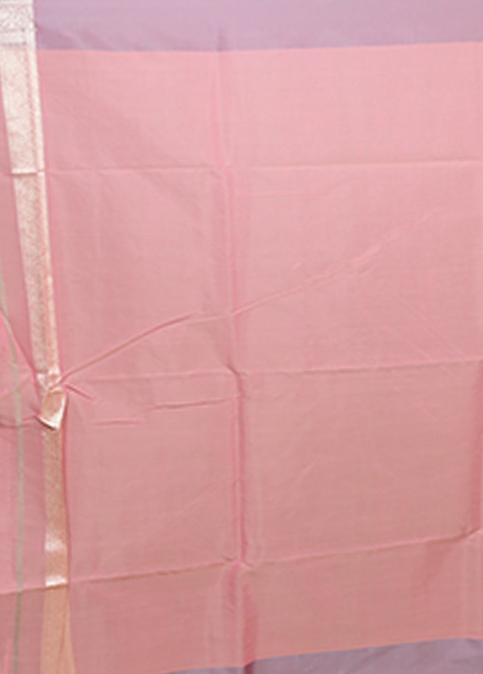 Pink Kora Silk Saree With Blouse Piece