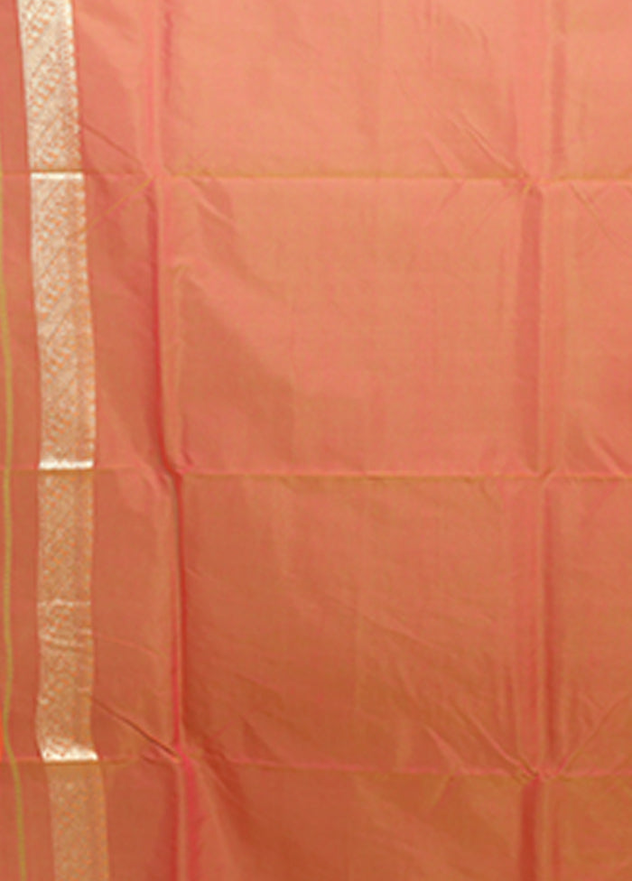 Orange Kora Silk Saree With Blouse Piece