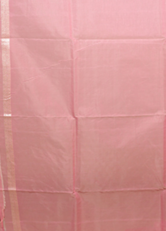 Pink Kora Silk Saree With Blouse Piece