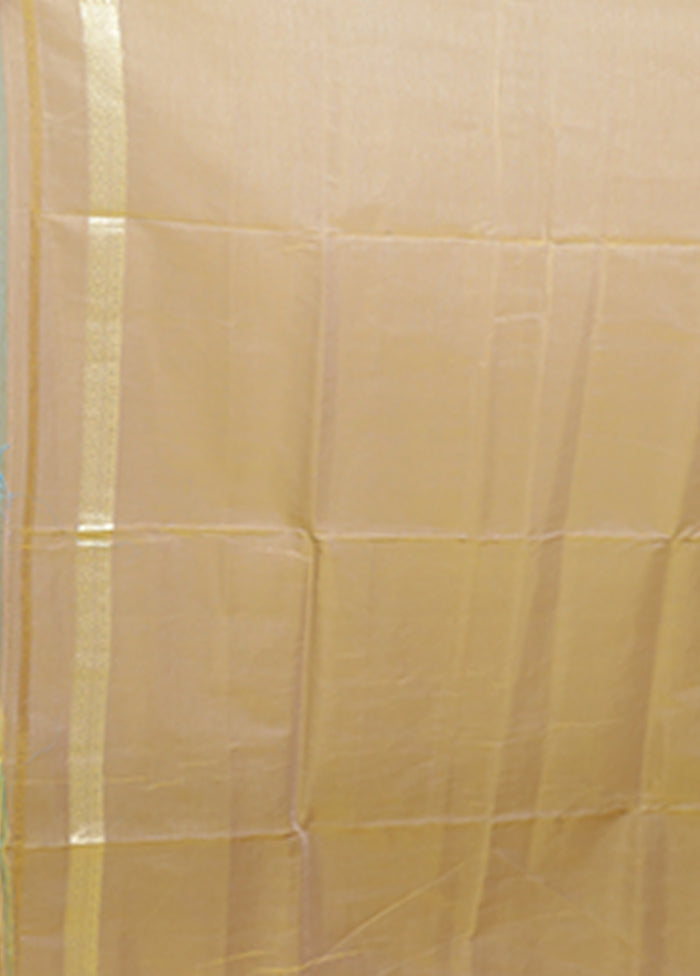 Cream Kora Silk Saree With Blouse Piece