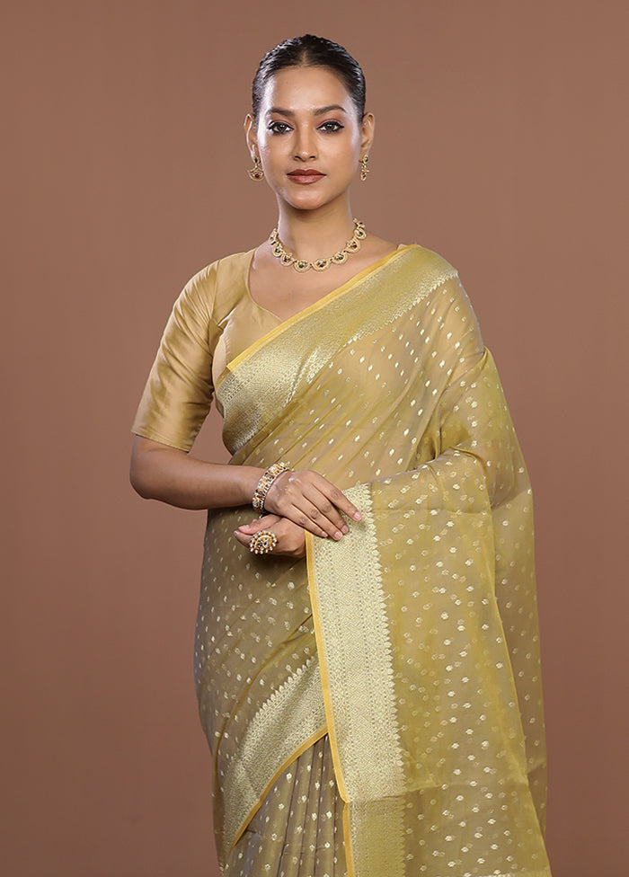 Green Kora Silk Saree With Blouse Piece