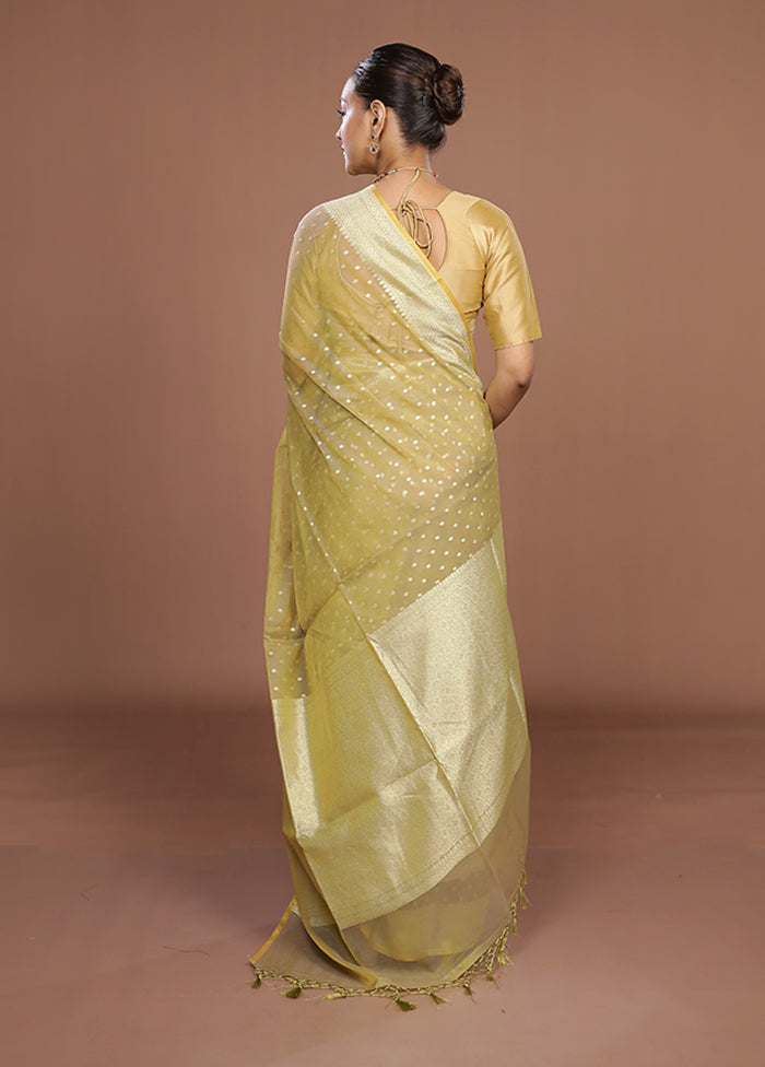 Green Kora Silk Saree With Blouse Piece
