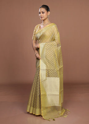 Green Kora Silk Saree With Blouse Piece