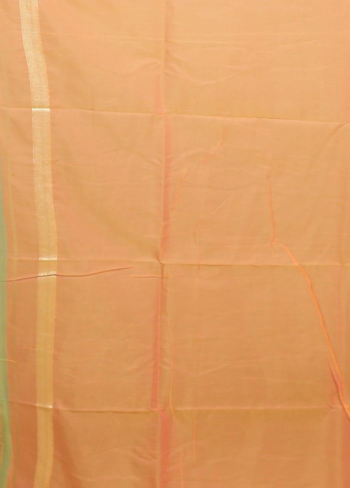 Orange Kora Silk Saree With Blouse Piece