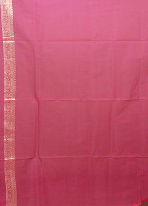 Pink Kora Silk Saree With Blouse Piece