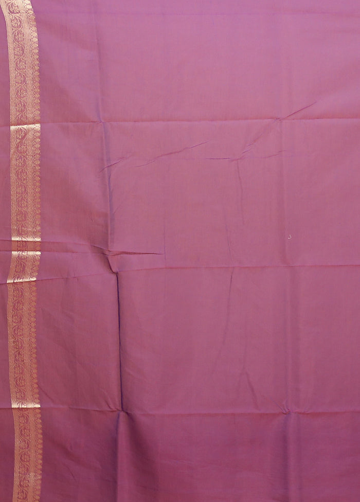 Purple Kora Silk Saree With Blouse Piece