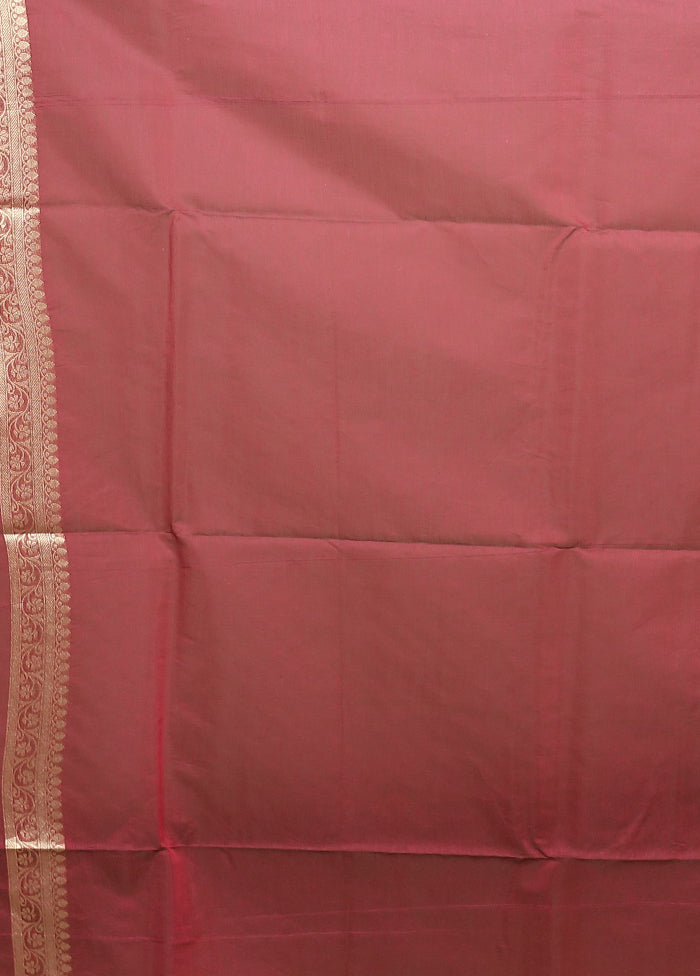 Maroon Kora Silk Saree With Blouse Piece