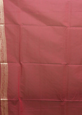 Maroon Kora Silk Saree With Blouse Piece