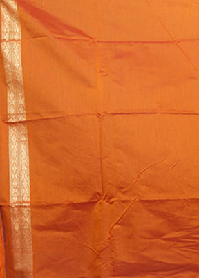 Orange Kora Silk Saree With Blouse Piece