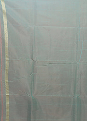 Blue Kora Silk Saree With Blouse Piece