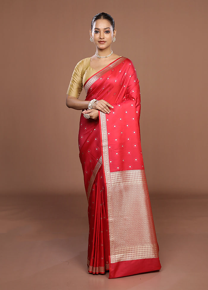 Red Katan Silk Saree With Blouse Piece
