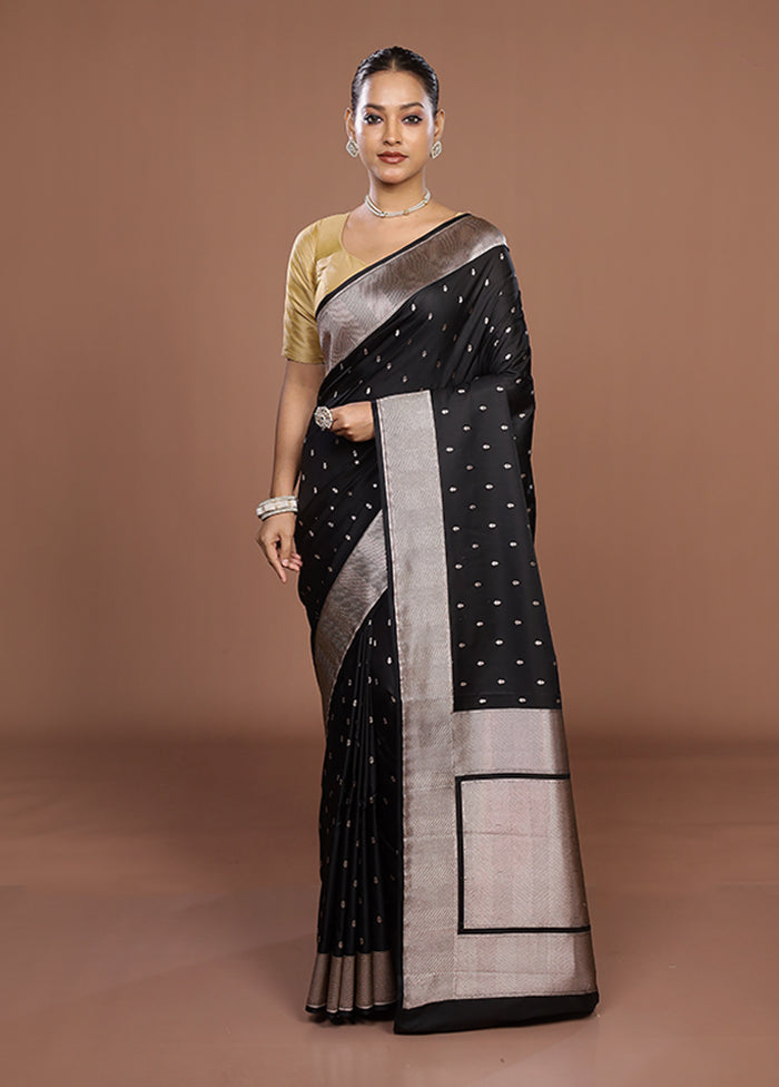 Black Katan Silk Saree With Blouse Piece