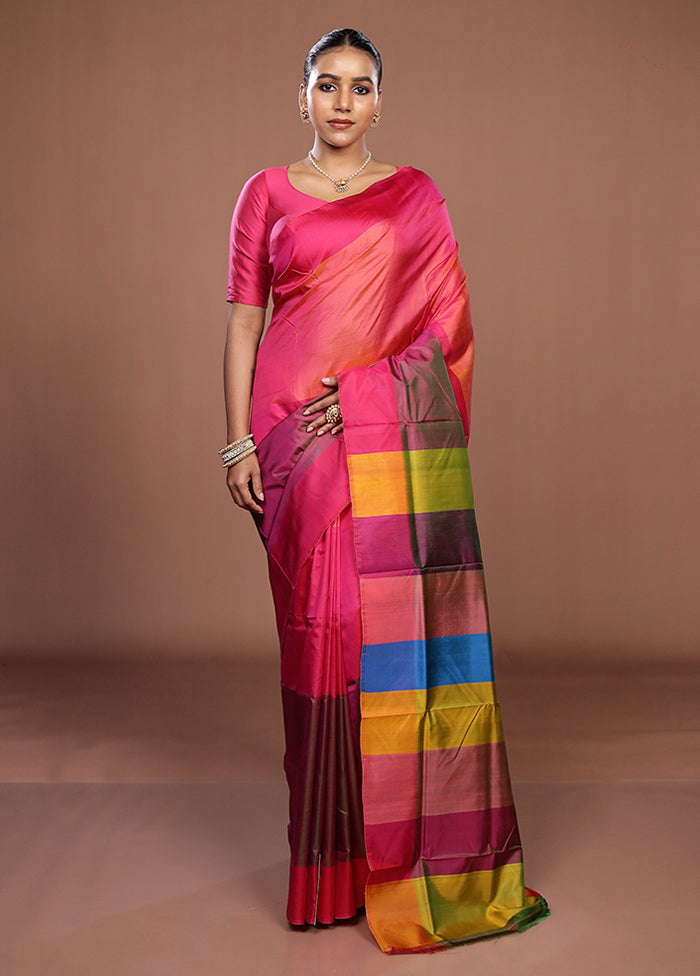 Multicolor Printed Pure Silk Saree Without Blouse Piece