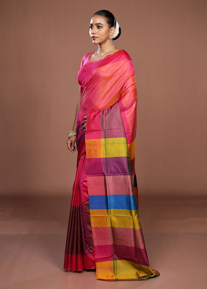 Multicolor Printed Pure Silk Saree Without Blouse Piece