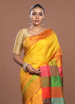 Multicolor Printed Pure Silk Saree Without Blouse Piece