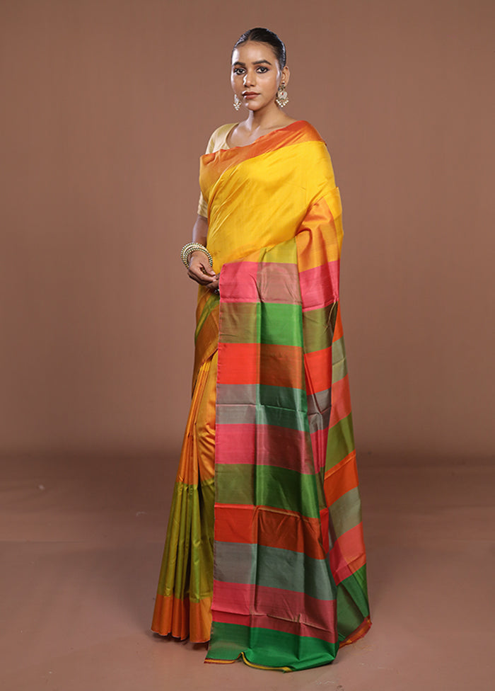 Multicolor Printed Pure Silk Saree Without Blouse Piece