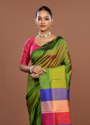 Multicolor Printed Pure Silk Saree Without Blouse Piece