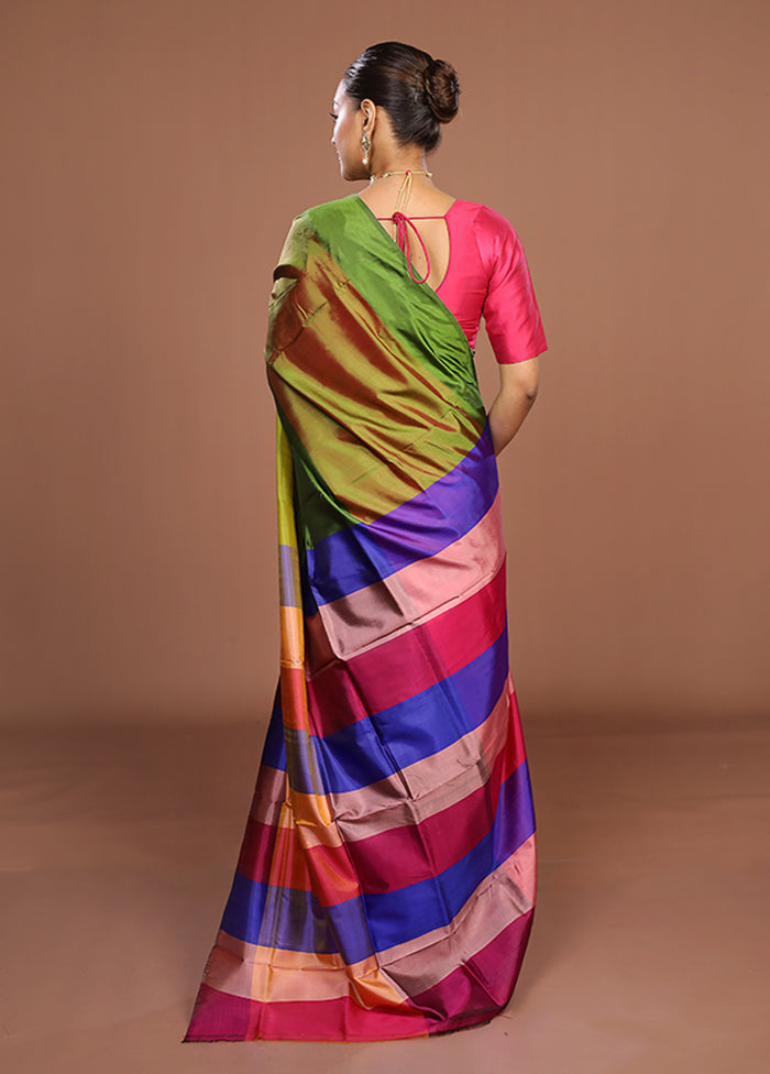 Multicolor Printed Pure Silk Saree Without Blouse Piece