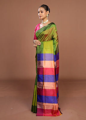Multicolor Printed Pure Silk Saree Without Blouse Piece