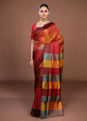 Multicolor Printed Pure Silk Saree Without Blouse Piece