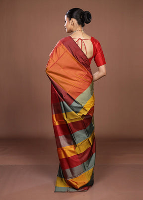 Multicolor Printed Pure Silk Saree Without Blouse Piece