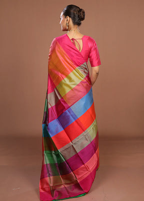 Multicolor Printed Pure Silk Saree Without Blouse Piece