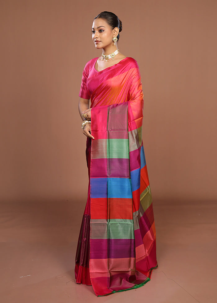 Multicolor Printed Pure Silk Saree Without Blouse Piece