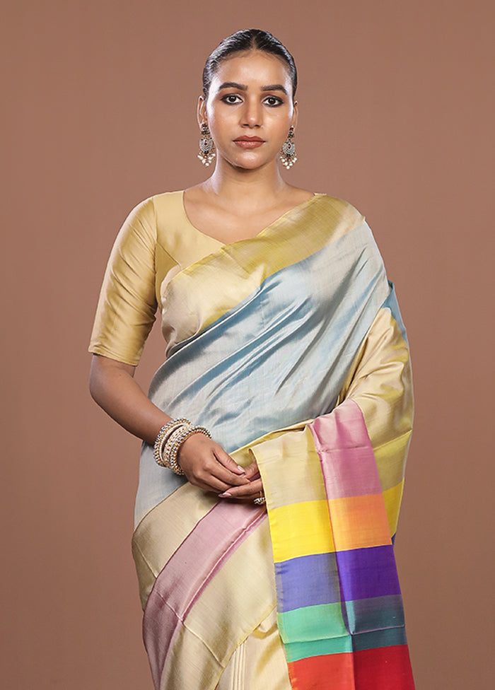 Multicolor Printed Pure Silk Saree Without Blouse Piece