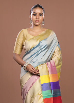 Multicolor Printed Pure Silk Saree Without Blouse Piece