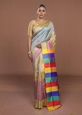 Multicolor Printed Pure Silk Saree Without Blouse Piece