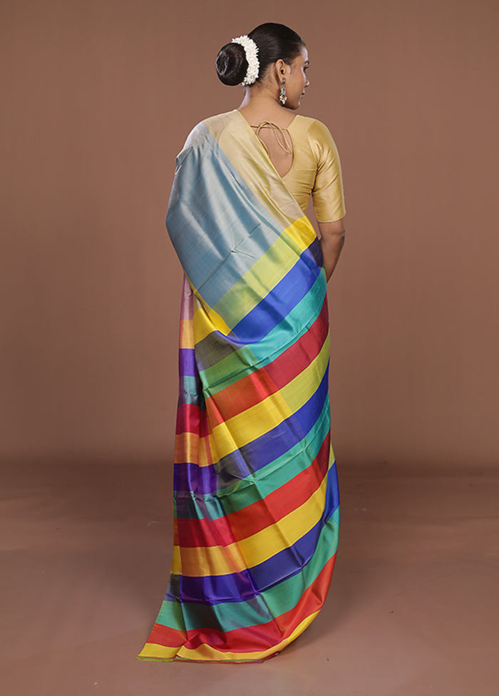 Multicolor Printed Pure Silk Saree Without Blouse Piece
