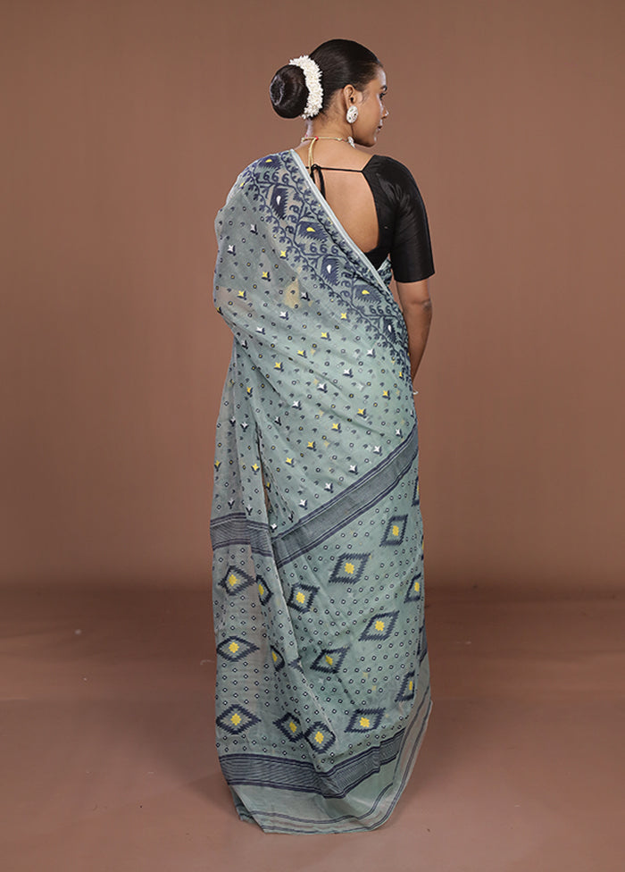 Green Jamdani Cotton Saree Without Blouse Piece