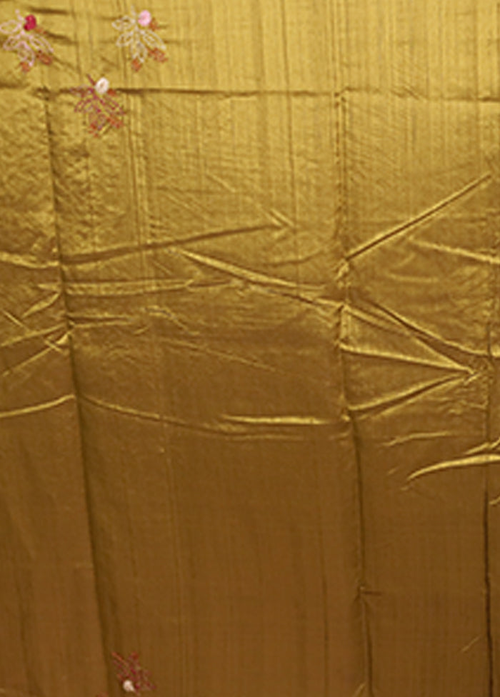 Yellow Tussar Silk Saree With Blouse Piece