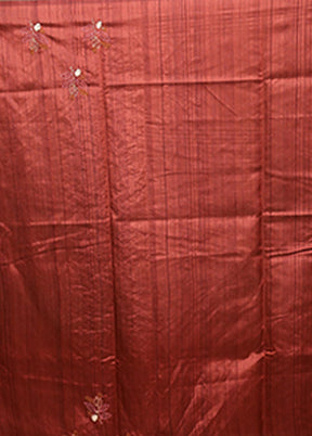 Maroon Tussar Silk Saree With Blouse Piece
