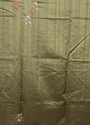 Green Tussar Silk Saree With Blouse Piece