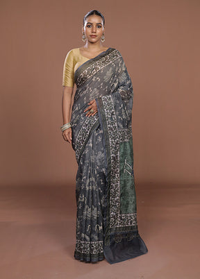 Green Cotton Saree With Blouse Piece