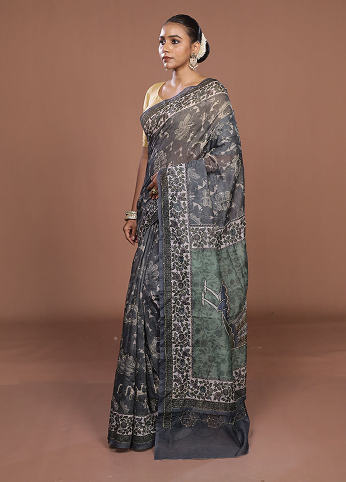 Green Cotton Saree With Blouse Piece