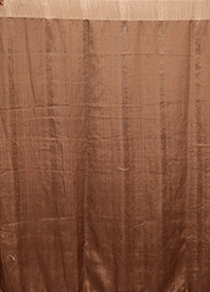 Cream Tussar Silk Saree With Blouse Piece