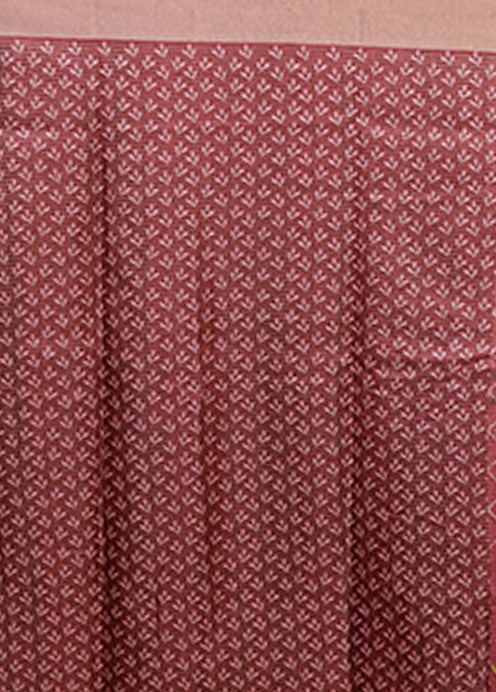 Maroon Tussar Silk Saree With Blouse Piece