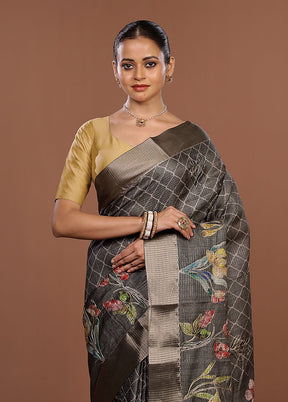 Pink Tussar Silk Saree With Blouse Piece