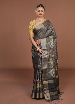 Pink Tussar Silk Saree With Blouse Piece